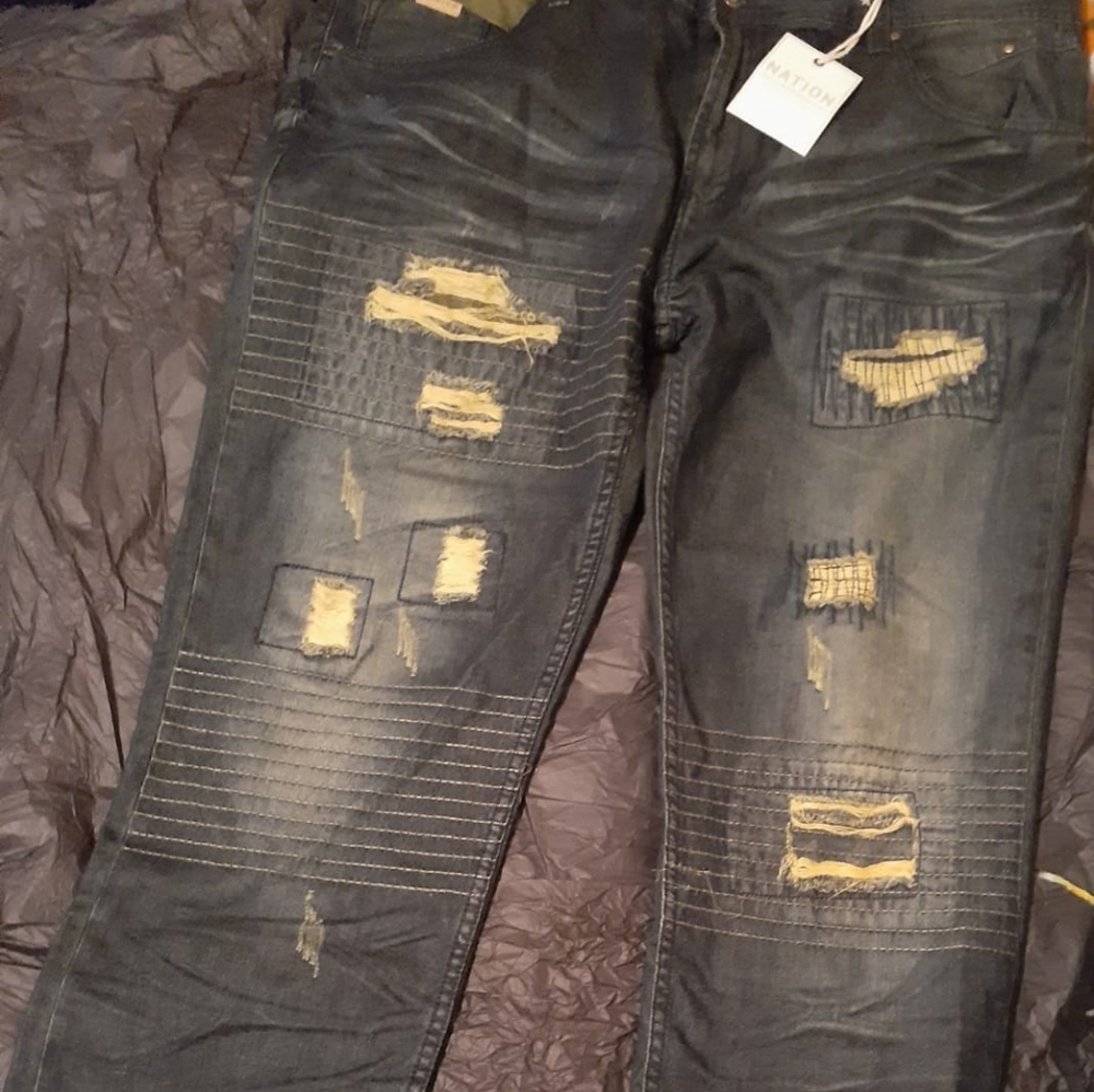 Mens PARISH NATION DESIGNER DISTRESSED JEANS 42×40
